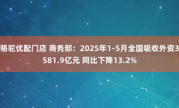 骆驼优配门店 商务部：2025年1-5月全国吸收外资3581.9亿元 同比下降13.2%
